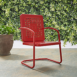 Relax and reminisce with this retro-chic outdoor metal chair set. The perforated detailing of the back allows for cooling and easily sheds rainwater. Constructed with strong steel and finished with a weather-resistant powder coating, this nostalgic outdoor furniture duo is sure to withstand time.Set of 2 | Made of sturdy steel | Non-toxic, powdercoated finish | Uv resistant to withstand harsh weather conditions | Available in several colors | For indoor/outdoor use | Assembly required