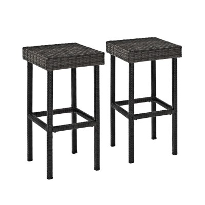 Crosley Palm Harbor 2-piece Outdoor Wicker Bar Height Bar Stool Set, Gray, large