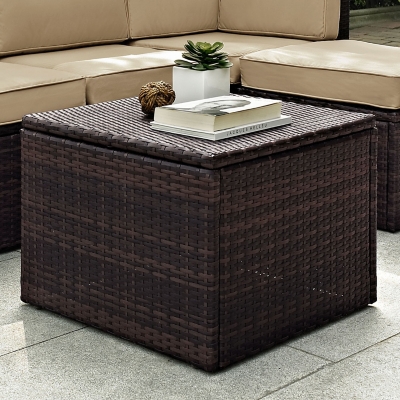 Crosley Palm Harbor Outdoor Wicker Coffee Sectional Table, , large