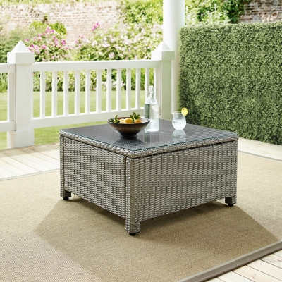 Crosley Bradenton Outdoor Wicker Sectional Coffee Table, Gray, large