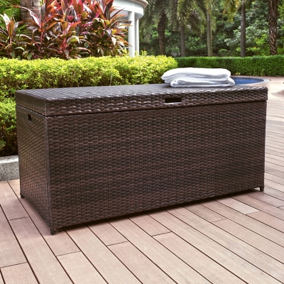 Palm Harbor Outdoor Wicker Storage Bin - Gray - Crosley