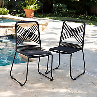 Southern Enterprises Padko Outdoor Rope Chairs 2-Piece Set, Black, rollover