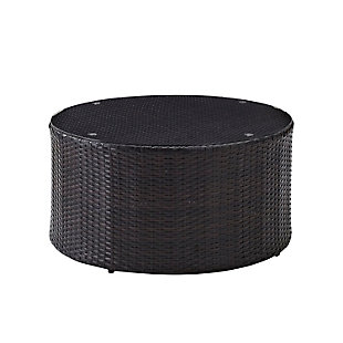 Crosley Catalina Outdoor Wicker Round Coffee Table, Brown, large