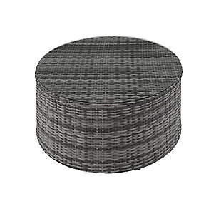 Crosley Catalina Outdoor Wicker Round Coffee Table, Gray/Black, large
