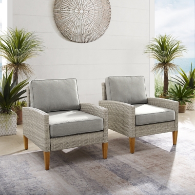 P600001438 Capella Outdoor Chair (Set of 2), Gray sku P600001438