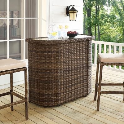 Wicker discount bar table