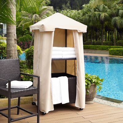 P600001446 Palm Harbor Outdoor Towel Valet, Brown/Beige sku P600001446