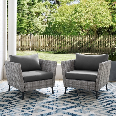 Crosley Richland Outdoor Wicker Arm Chair Set (set Of 2), , large