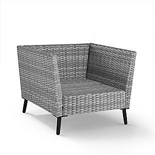 If you are looking to find a brilliant blend of comfort and quality inspired by mid-century modern design, this all-weather chair set will bring classic charm to your outdoor living space. Combining style and comfort, these chairs feature a clean-lined silhouette and splayed legs with deep weather resistant cushioned seats. Be ready to kick back and relax for the summer with this chic chair set.Set of 2 | Made of steel and resin wicker | Gray faux rattan over steel powdercoat frame | Gray solution-dyed polyester cushions | Uv resistant resin wicker | Assembly required