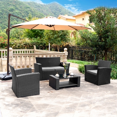 Blackwell 4-piece Outdoor Patio Sofa Set With Cushions, Gray, large