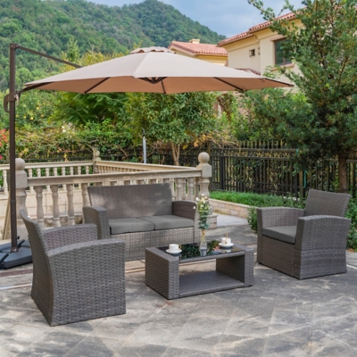 Greywell 4-piece Outdoor Patio Sofa Set With Cushions, Gray, large