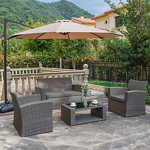 Greywell 4-piece Outdoor Patio Sofa Set With Cushions, Gray, rollover