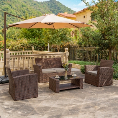 Brownwell 4-piece Outdoor Patio Sofa Set With Cushions, Gray, large