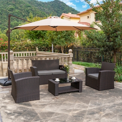 Chocwell 4-piece Outdoor Patio Sofa Set With Cushions, Gray, large