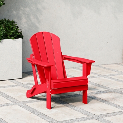 P600001591 Outdoor Folding Poly Adirondack Chair, Red sku P600001591