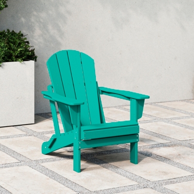 Outdoor Folding Poly Adirondack Chair, Turquoise