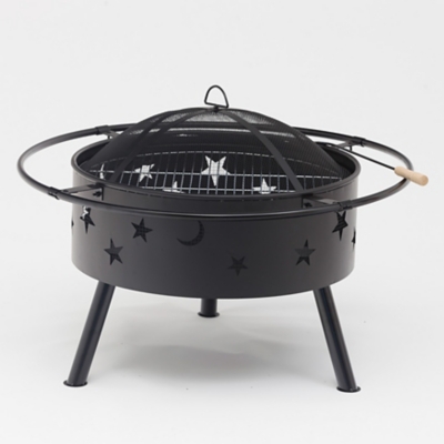 Westin Star & Moon Steel Wood Burning Round Fire Pit, , large
