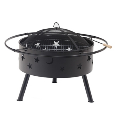 Outdoor Star & Moon Steel Wood Burning Round Fire Pit ...