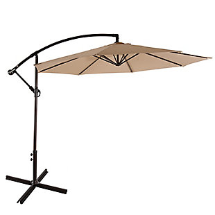 Henley 10' Outdoor Cantilever Hanging Patio Umbrella, Beige, large