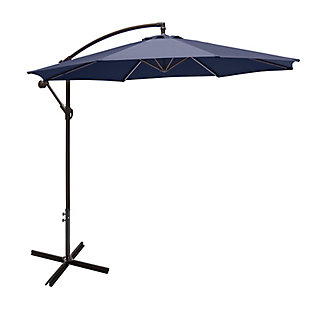 Henley 10' Outdoor Cantilever Hanging Patio Umbrella, Navy Blue, large
