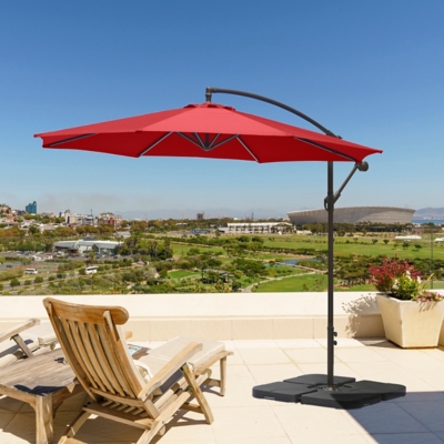 10 ft. Outdoor Cantilever Hanging Patio Umbrella, Red