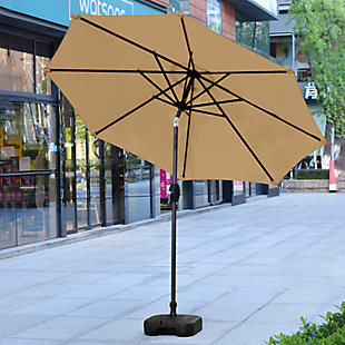 Westin Outdoor 9-Ft Market Patio Umbrella with Square Fillable Weight Base, Brown, rollover
