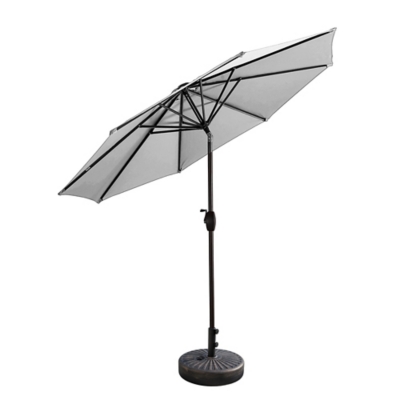 Westin Outdoor 9-Ft Market Patio Umbrella with Bronze Finish Fillable Base Weight, White, large
