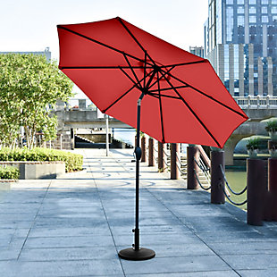 Westin Outdoor 9-Ft Market Patio Umbrella with Round Resin Base, Red, rollover