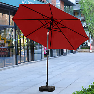 Westin Outdoor 9-Ft Market Patio Umbrella with Square Fillable Weight Base, Red, rollover