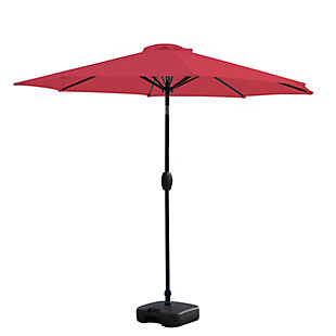 Westin Outdoor 9-Ft Market Patio Umbrella with Square Fillable Weight Base, Red, large