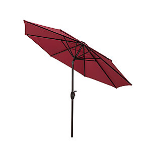Belmont 9' Outdoor Patio Table Umbrella With Tilt And Crank, Red, large