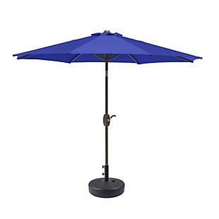 Umbrella 9' Outdoor Patio Table Umbrella with Base, Royal Blue, large