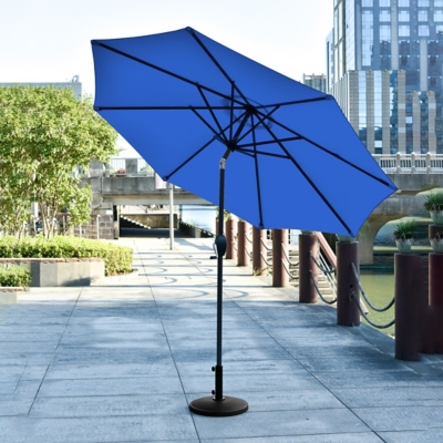 Westin Outdoor 9-Ft Market Patio Umbrella with Round Resin Base, Royal Blue, large