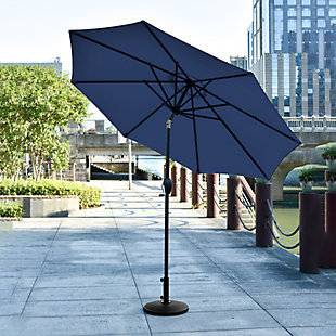 Westin Outdoor 9-Ft Market Patio Umbrella with Round Resin Base, Navy Blue, rollover