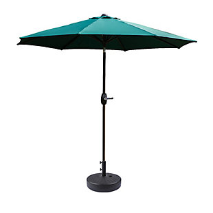 Umbrella 9' Outdoor Patio Table Umbrella with Base, Teal, large