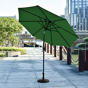 Westin Outdoor 9-Ft Market Patio Umbrella with Round Resin Base, Dark Green, rollover