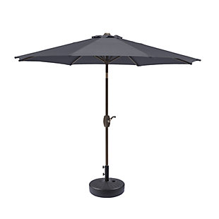 Umbrella 9' Outdoor Patio Table Umbrella with Base, Gray, large