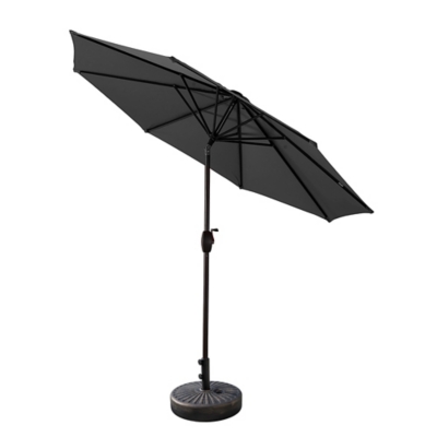 Westin Outdoor 9-Ft Market Patio Umbrella with Bronze Finish Fillable Base Weight, Black/Gray, large