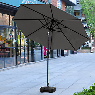 Westin Outdoor 9-Ft Market Patio Umbrella with Square Fillable Weight Base, Black/Gray, rollover