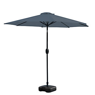 Westin Outdoor 9-Ft Market Patio Umbrella with Square Fillable Weight Base, Black/Gray, large