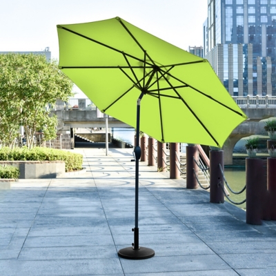 Westin Outdoor 9-Ft Market Patio Umbrella with Round Resin Base, Green, large