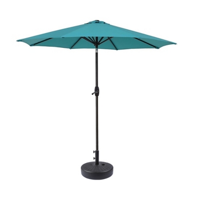 Umbrella 9 Outdoor Patio Table Umbrella with Base, Turquoise
