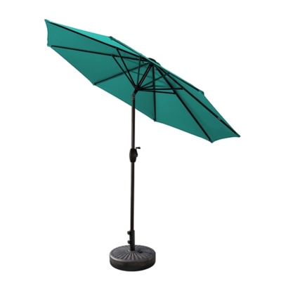 Westin Outdoor 9-Ft Market Patio Umbrella with Bronze Finish Fillable Base Weight, Blue