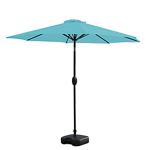 Westin Outdoor 9-Ft Market Patio Umbrella with Square Fillable Weight Base, Blue, large