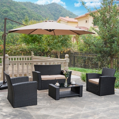 Blackwell 4-piece Outdoor Patio Sofa Set With Cushions, Beige, large