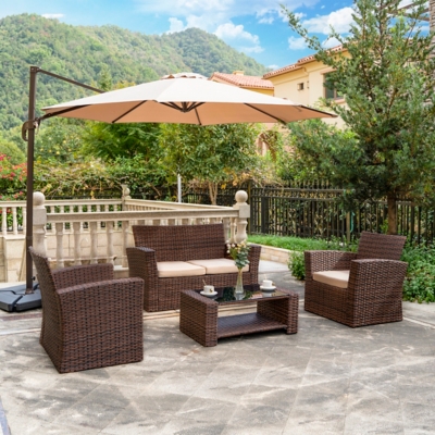 Brownwell 4-piece Outdoor Patio Sofa Set With Cushions, Beige, rollover