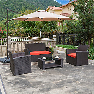 Chocwell 4-piece Outdoor Patio Sofa Set With Cushions, Orange, rollover