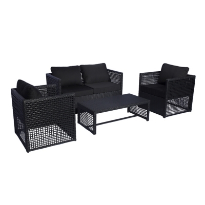 Black rattan furniture online set