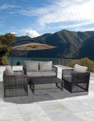 Westin Outdoor 4-Piece Wicker Chat Set with Cushions, Gray