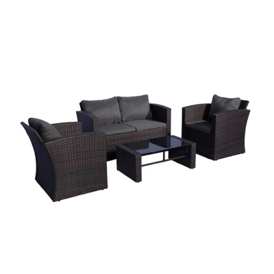 Benton 4-piece Outdoor Conversation Sofa Set With Cushions, Gray, large